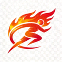 HB火博体育发展集团官方Logo - 蓝色火焰与足球图案组合