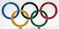 奥林匹克五环标志，象征与奥林匹克运动会的潜在或历史关联